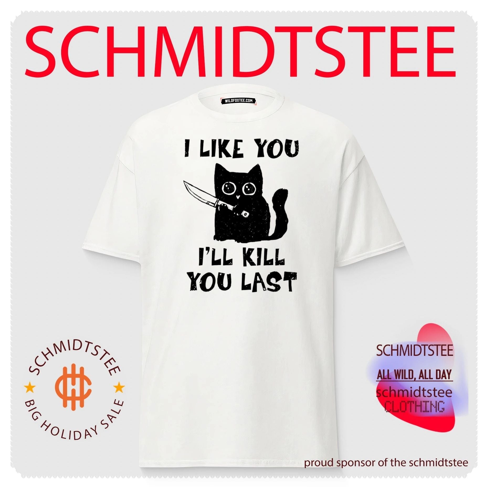 Distressed Black Cat Holding a Knife I Like You I Will Kill You Last shirt