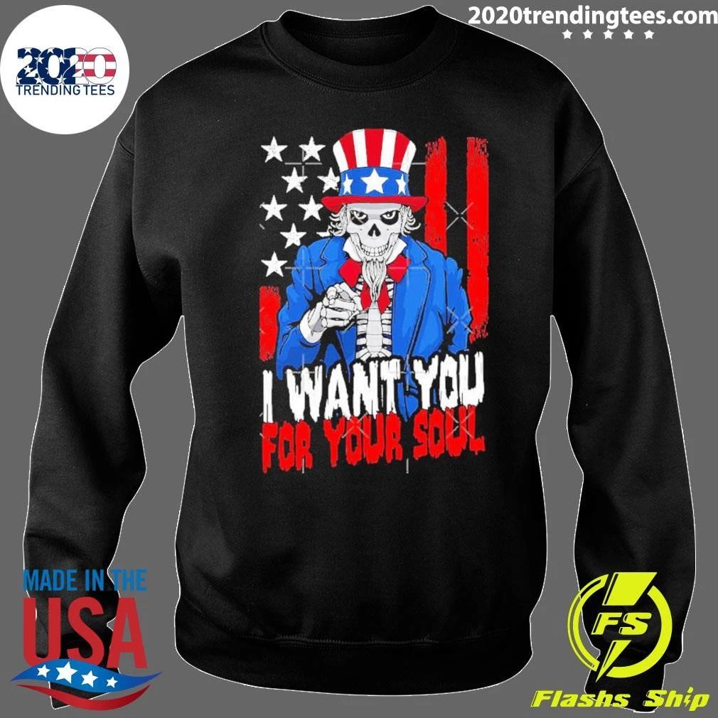 Patriotic Halloween Zombie Uncle Sam Want Soul USA I Want You For Your Soul Shirt