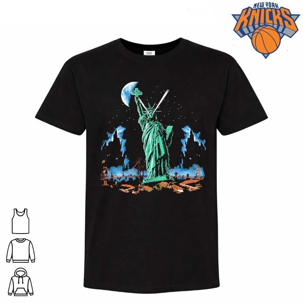 Statue Of Liberty Laser Eyes Holding Cross Dark Gothic Aesthetic Synthwave shirt
