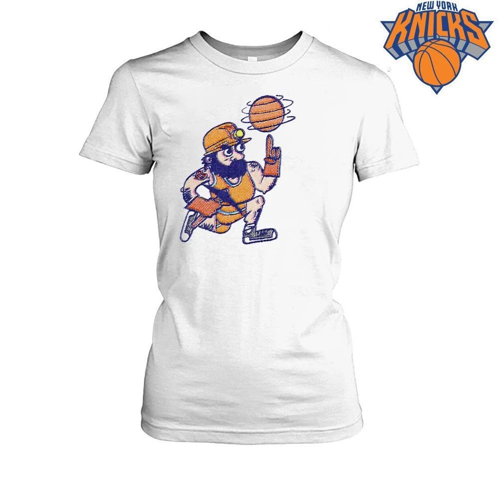Vintage Denver Nuggets Mascot Mining Character Spinning Basketball Cartoon Graphic Shirt