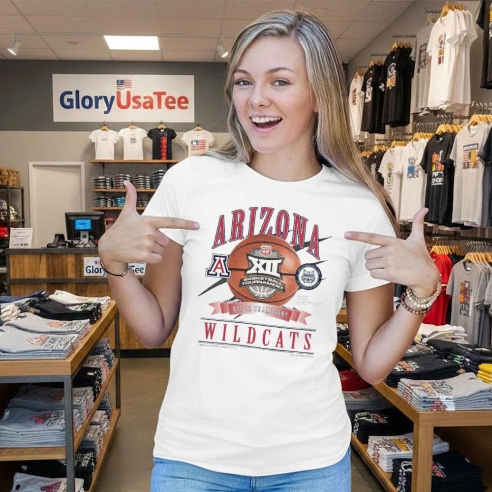 Men’s New Era White Arizona Wildcats 2026 Big 12 Men’s Basketball Tournament Champions Locker Room T-Shirt