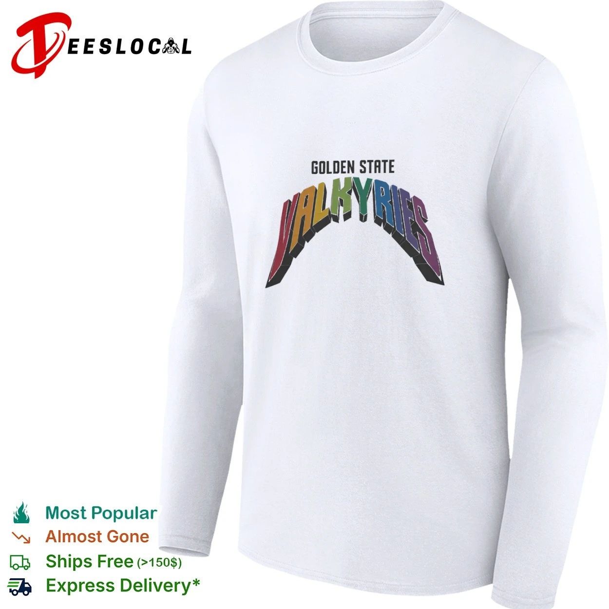 Golden State Valkyries Rainbow Multicolor Curved T-shirt