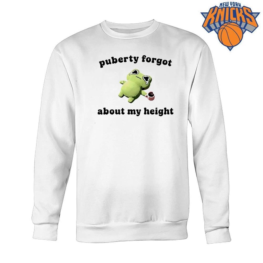 Puberty Forgot About My Height Sad Frog Drinking Coffee Funny Meme Shirt