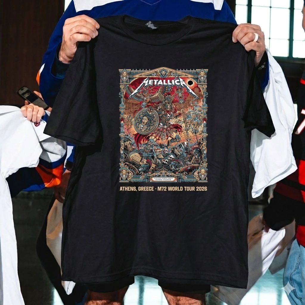 Metallica at Olympic Stadium in Athens, Greece, on May 9, 2026, on the M72 World Tour Shirt