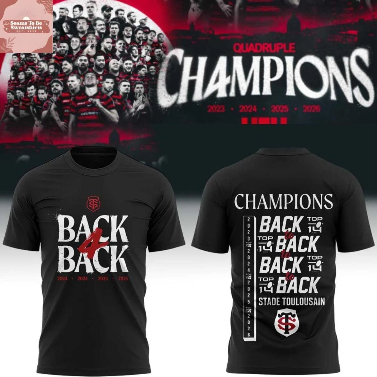 Stade Toulousain Rugby 2026 Quadruple Champions Back 4 Back Shirt