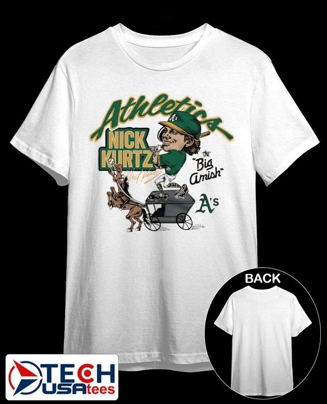 Oakland Athletics Nick Kurtz The Big Amish caricature signature shirt