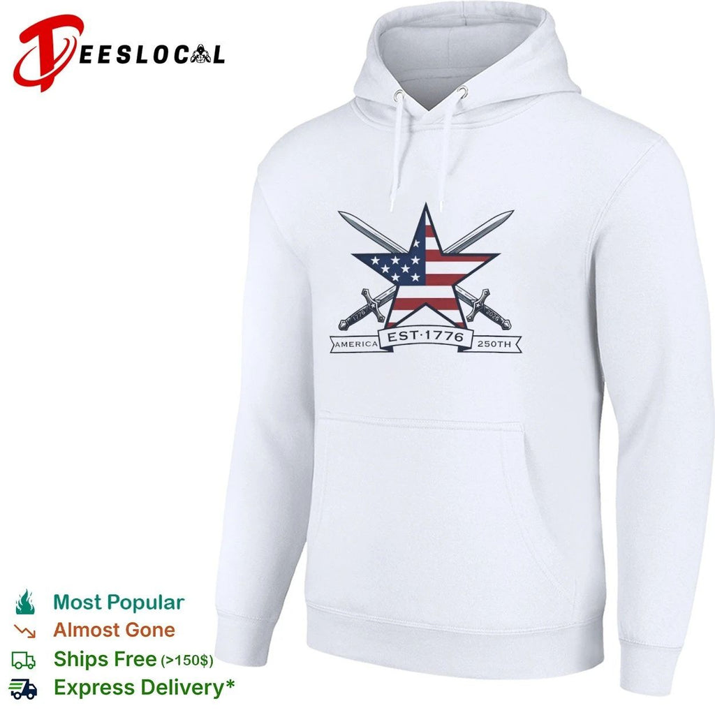 America 250th Anniversary Est 1776 2026 Patriotic Star Crossed Swords T-shirt