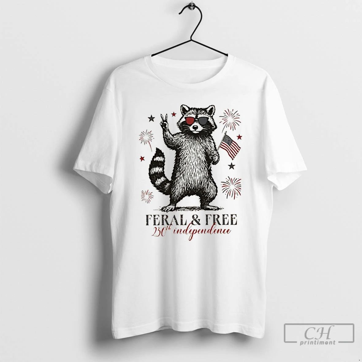 Premium Feral But Free Patriotic Raccoon Usa 250th Anniversary
