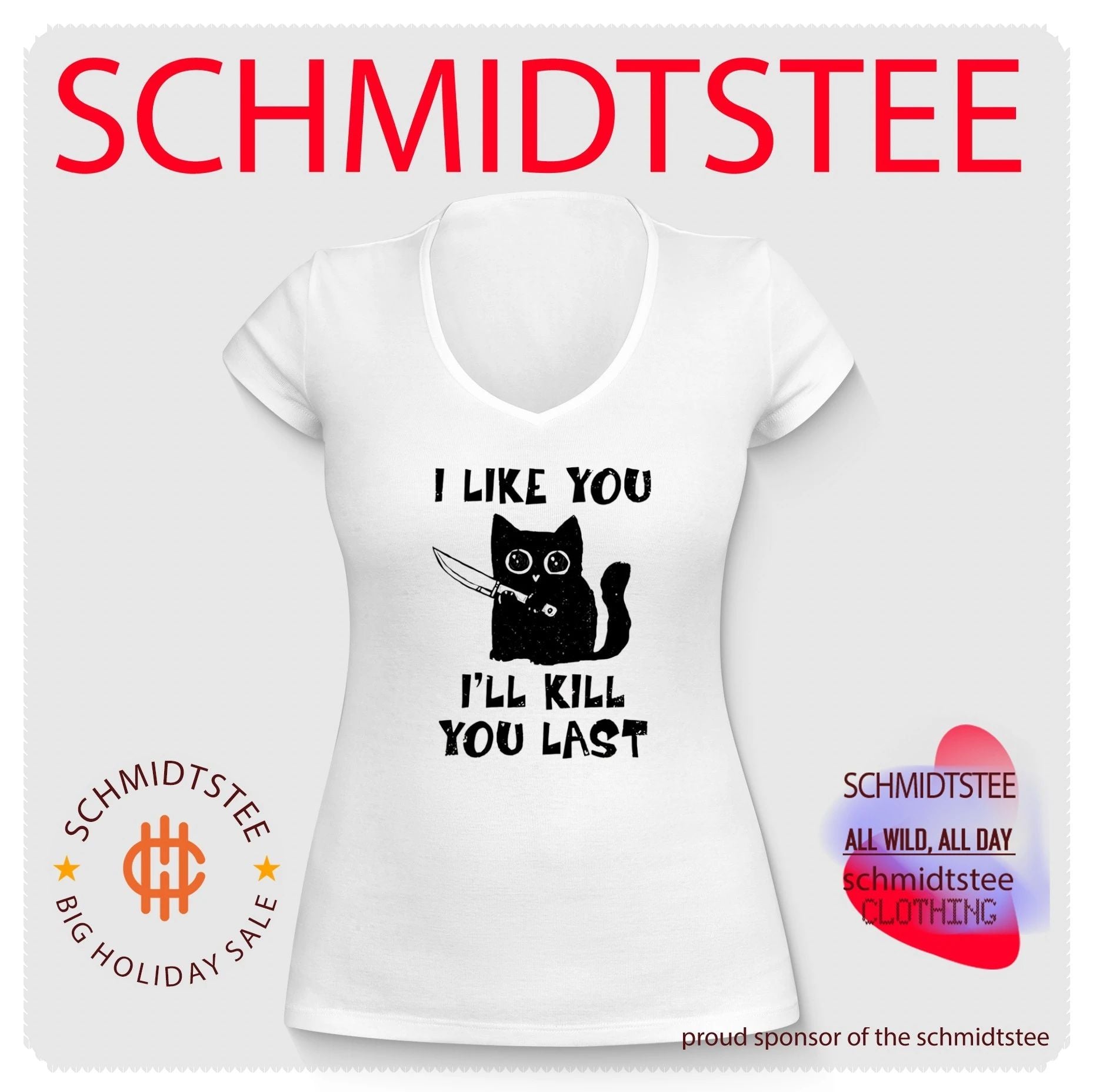 Distressed Black Cat Holding a Knife I Like You I Will Kill You Last shirt