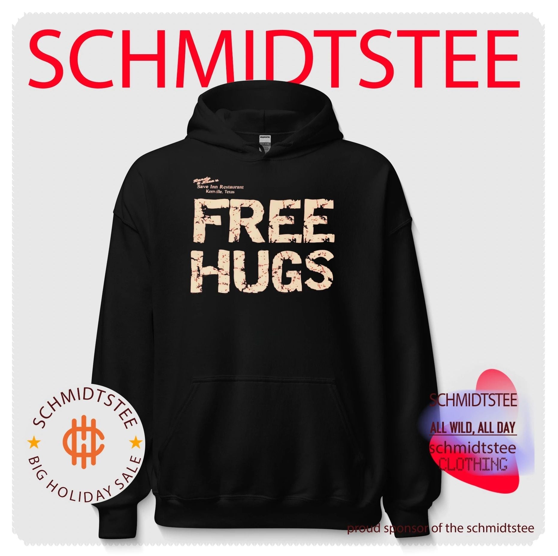 Randy and Lisa Save Inn Restaurant Kerrville Texas free hugs shirt