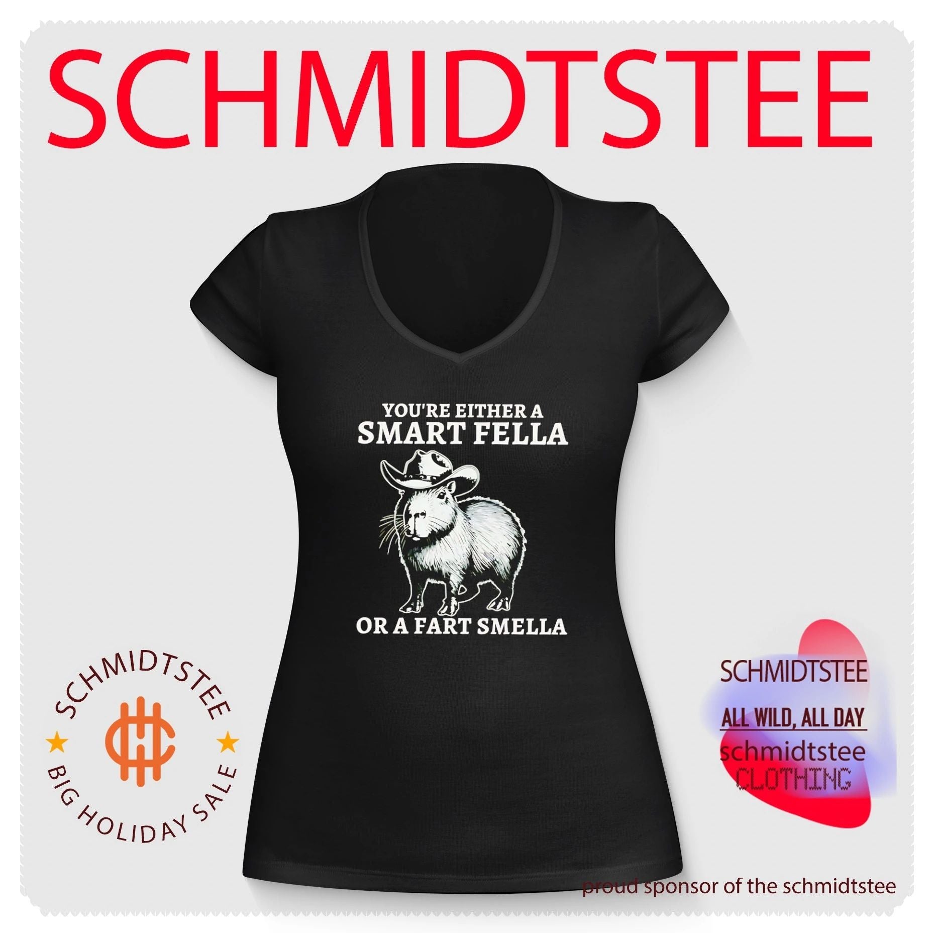 You’re either a smart fella or a fart smella cartoon Capybara shirt