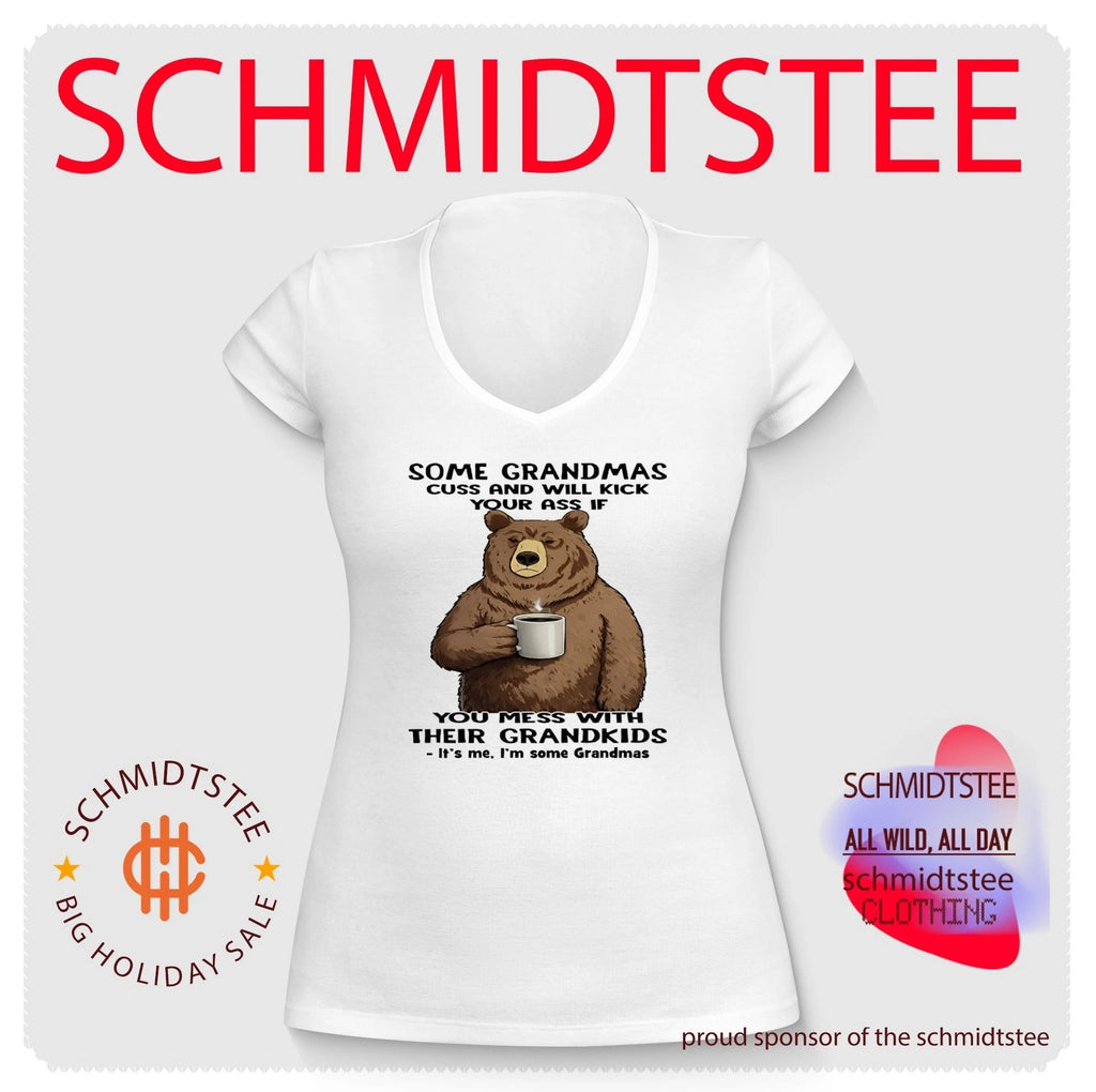 Cartoon bear some grandmas cuss and will kick your ass if you mess with their grandkids shirt