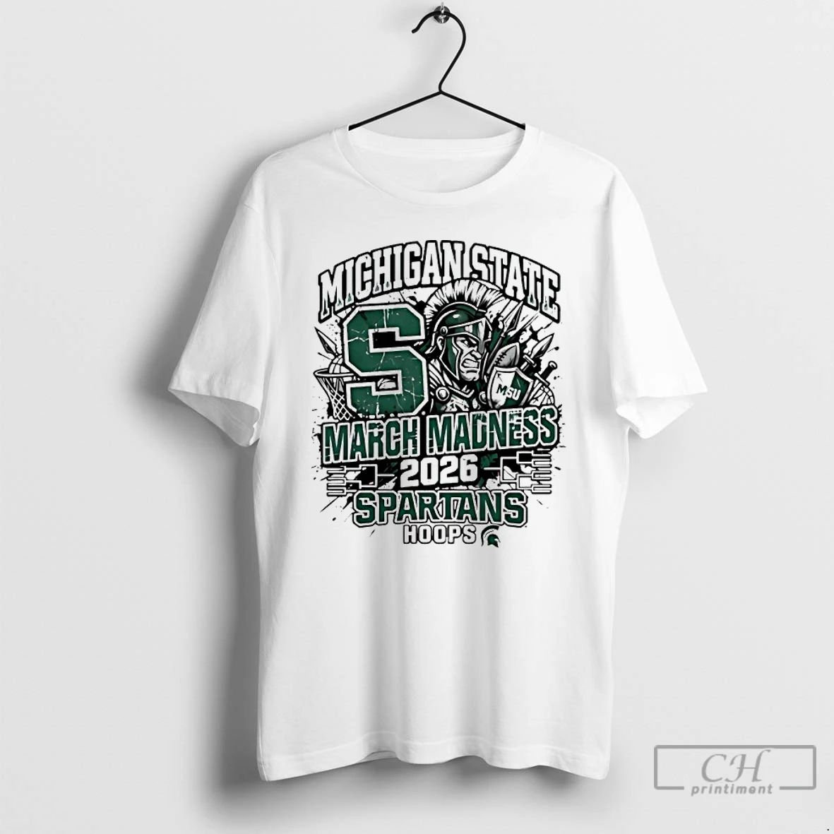Classic Michigan State Spartans 2026 March Madness Raw Basketball Hoops Paint