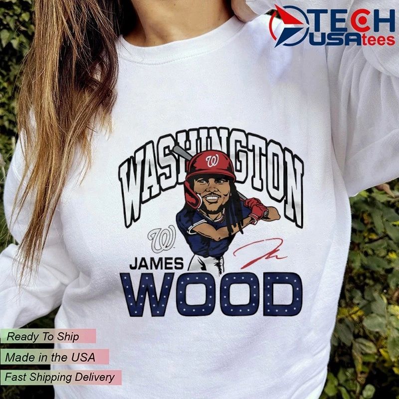 Washington Nationals James Wood caricature signature shirt