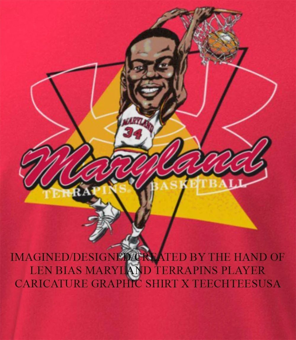 Len Bias Maryland Terrapins player caricature graphic shirt