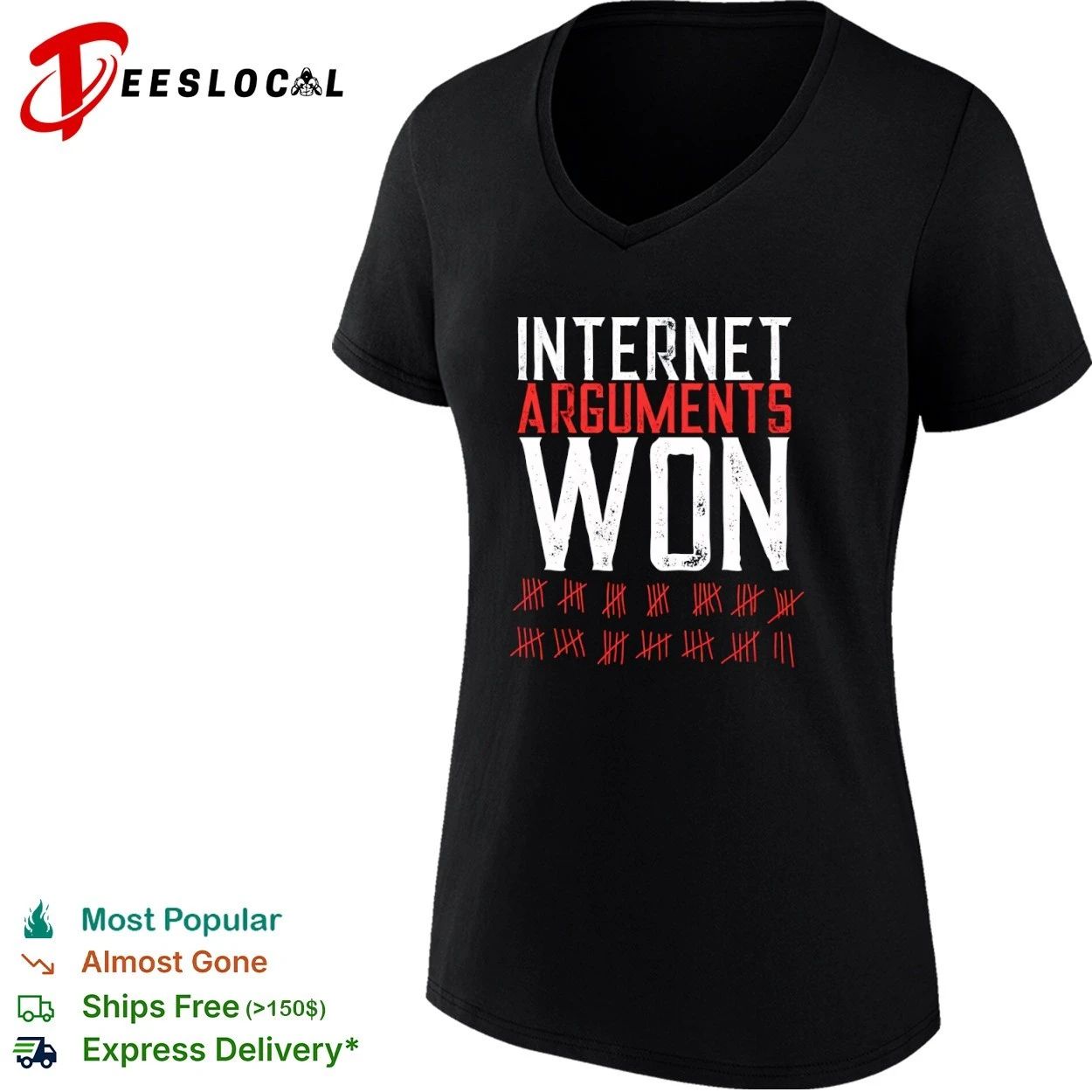Internet Arguments Won Tally Marks online debate T-shirt