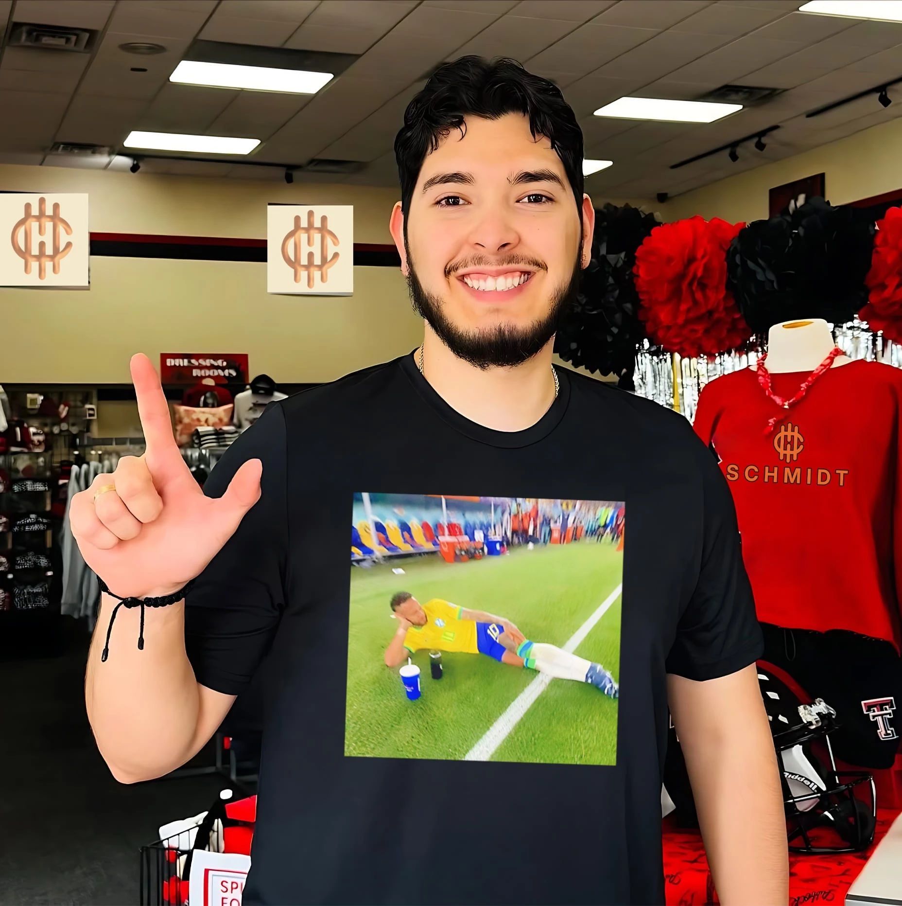 Neymar Jr chilling on pitch World Cup 2026 meme shirt