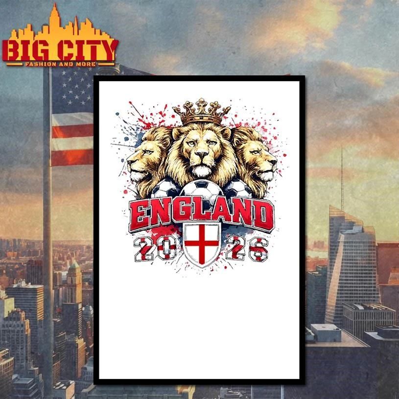 Crowned Three Lions England World Cup 2026 Shield T-Shirt