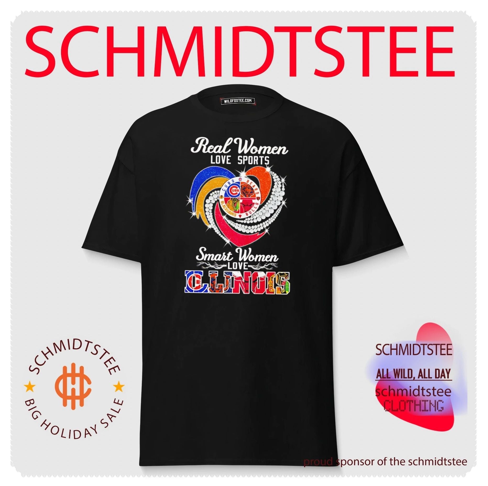 Real women love sports smart women love Illinios Chicago sports team logos shirt