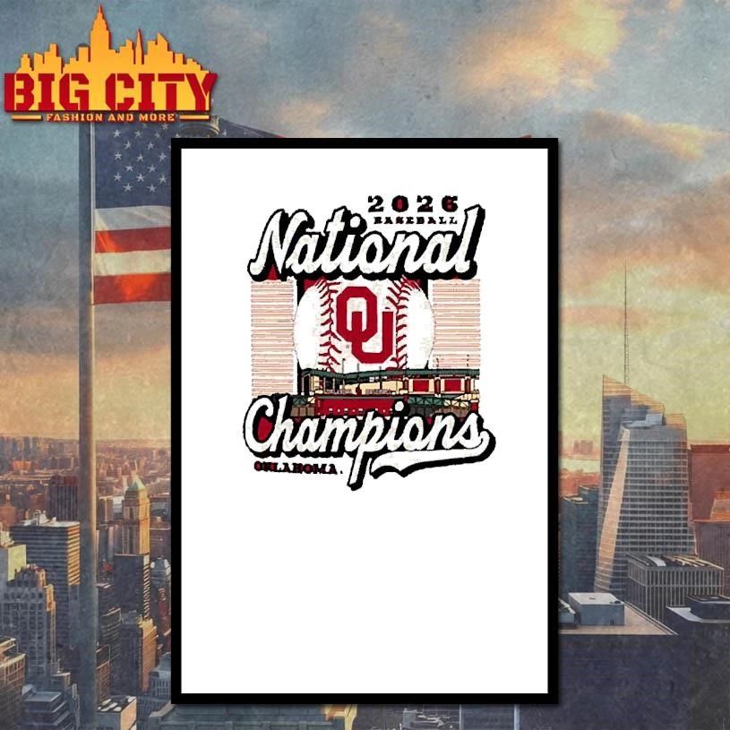 Oklahoma Sooners Image One 2026 NCAA Baseball Men’s College World Series Champions Stadium T-Shirt