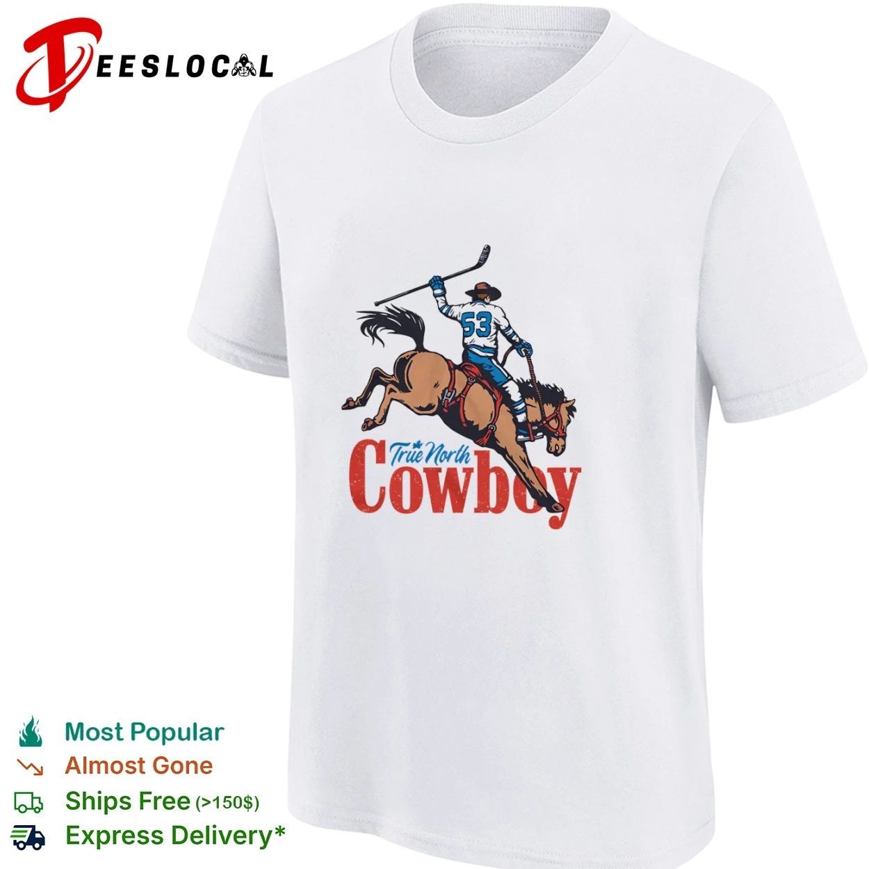 True North Cowboy Hockey Player Riding Bucking Horse T-shirt
