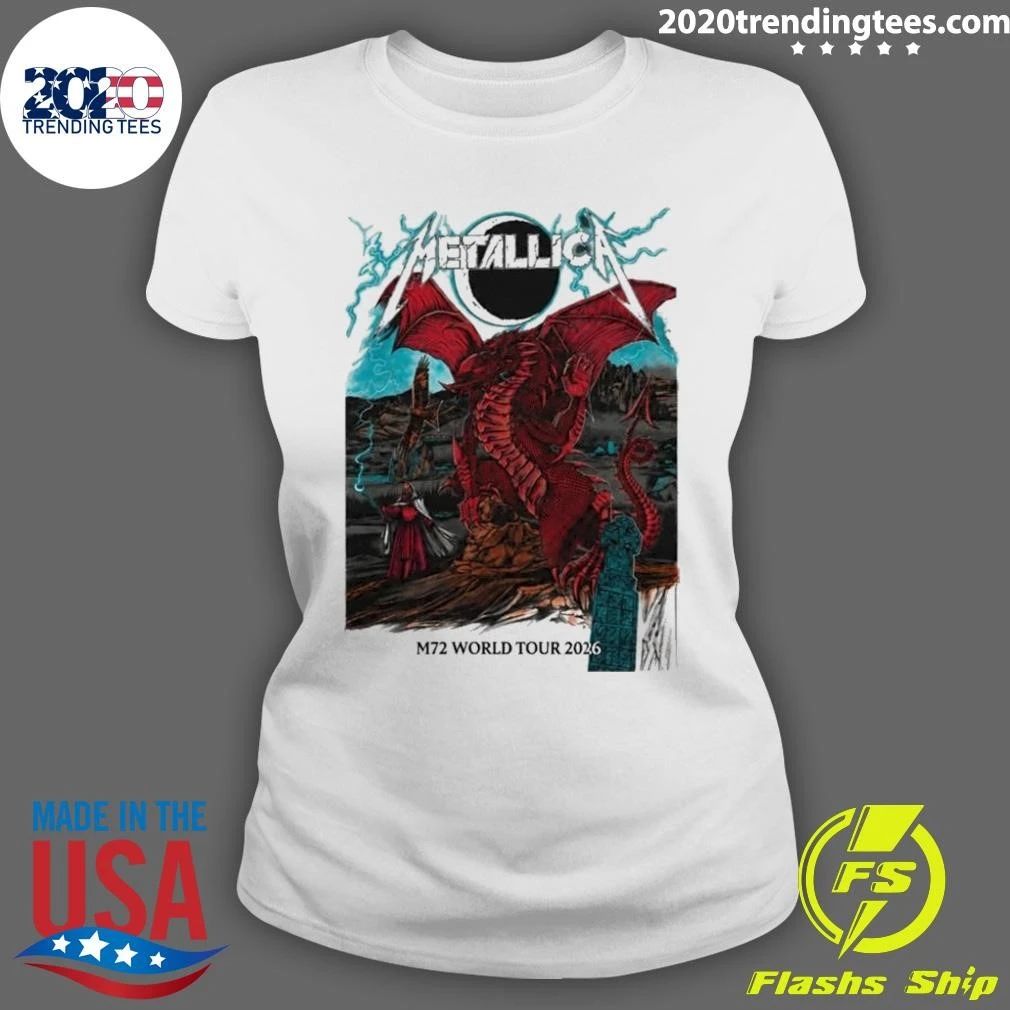 Metallica M72 World Tour 2026 Wales Dragon Tee Shirt
