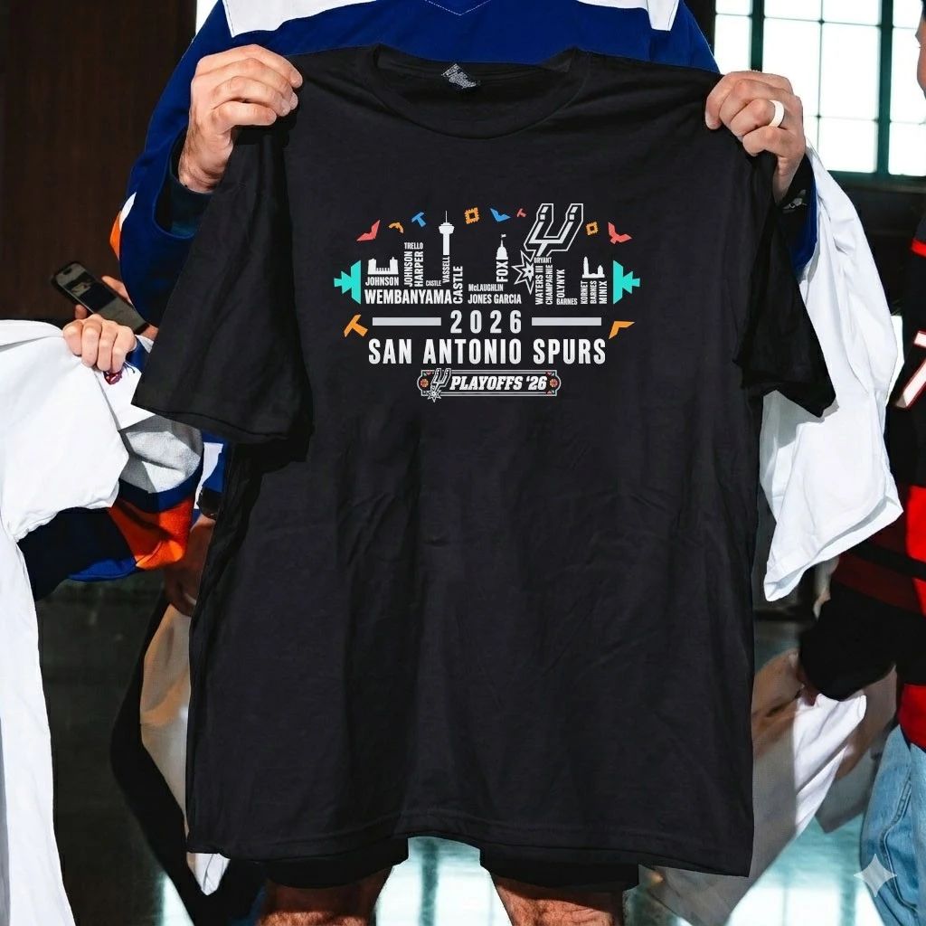 San Antonio Spurs Basketball 2026 Team Roster City Skyline Shirt