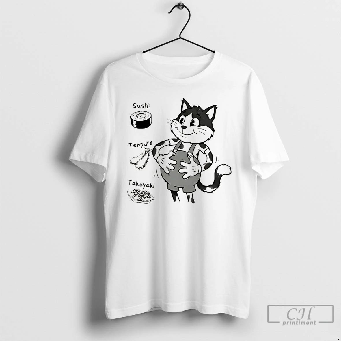 Classic Cute Cat Thats Full Sushi Tempura Takoyaki Vintage
