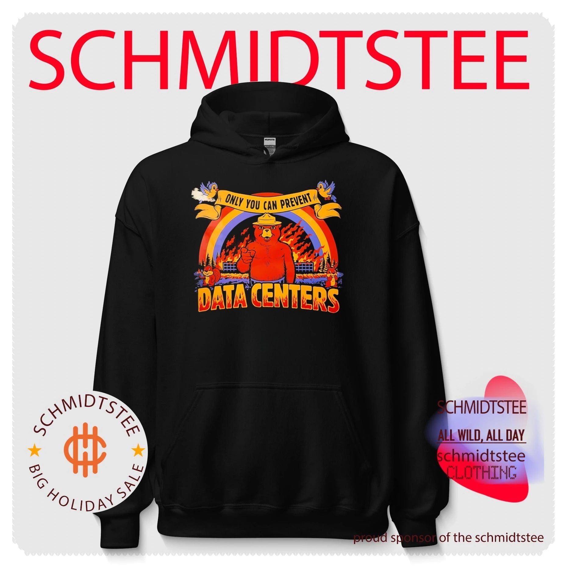 Smokey Bear on fire only you can prevent data centers shirt