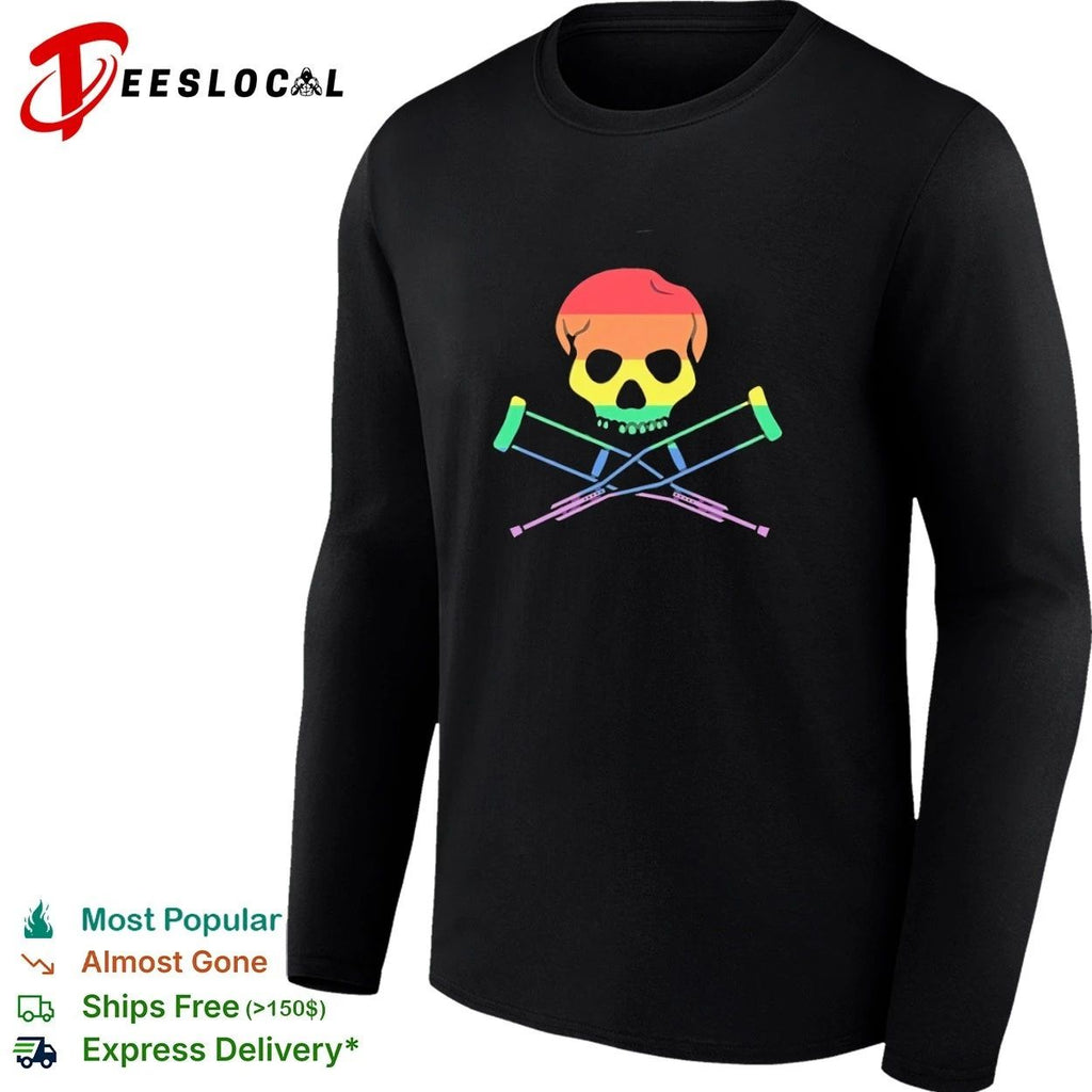 Rainbow Skull and Crutches pride lgbtq T-shirt