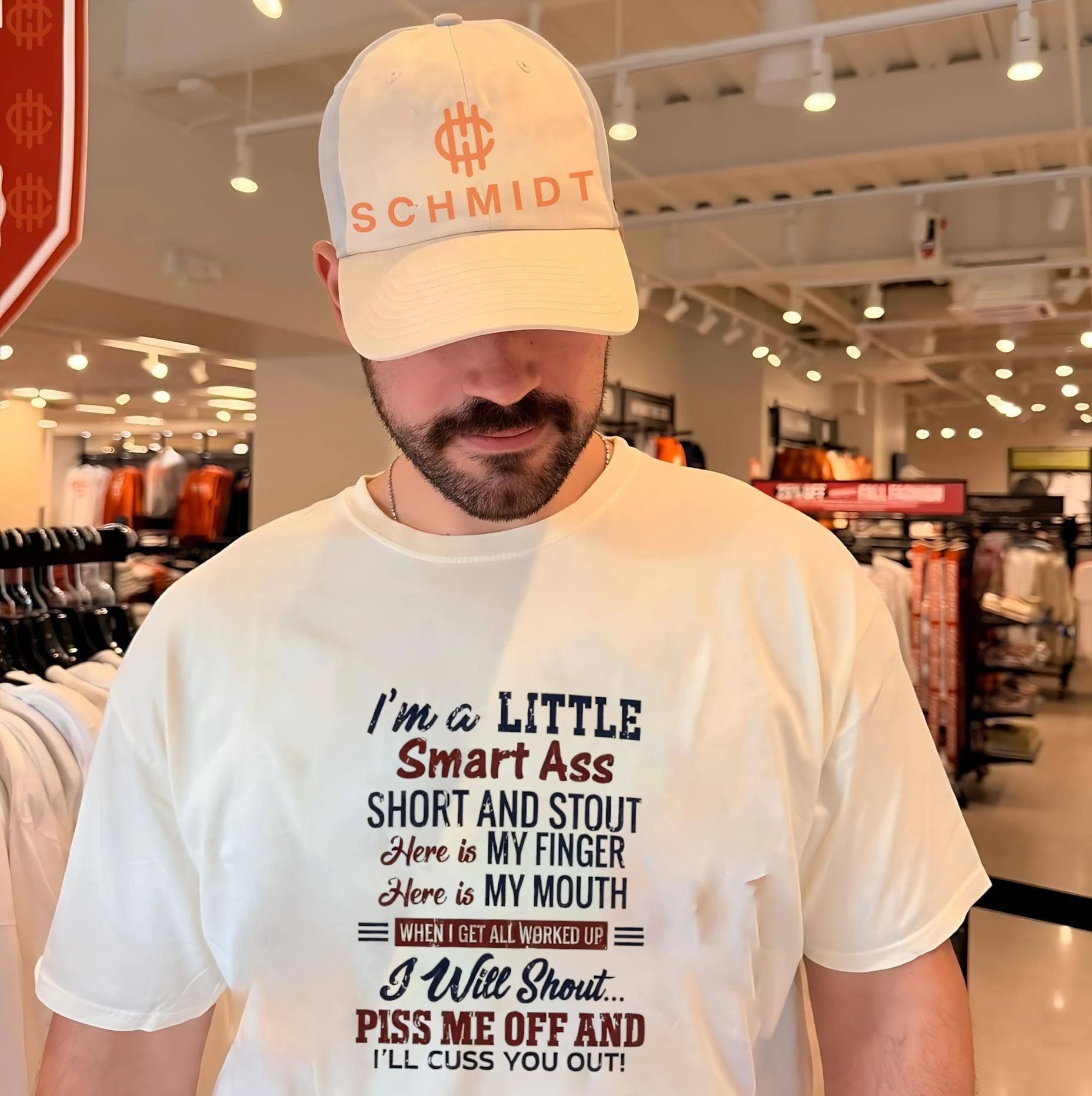 I’m a little smart ass short and stout here is my finger here is my mouth when I get all worked up I will shout shirt