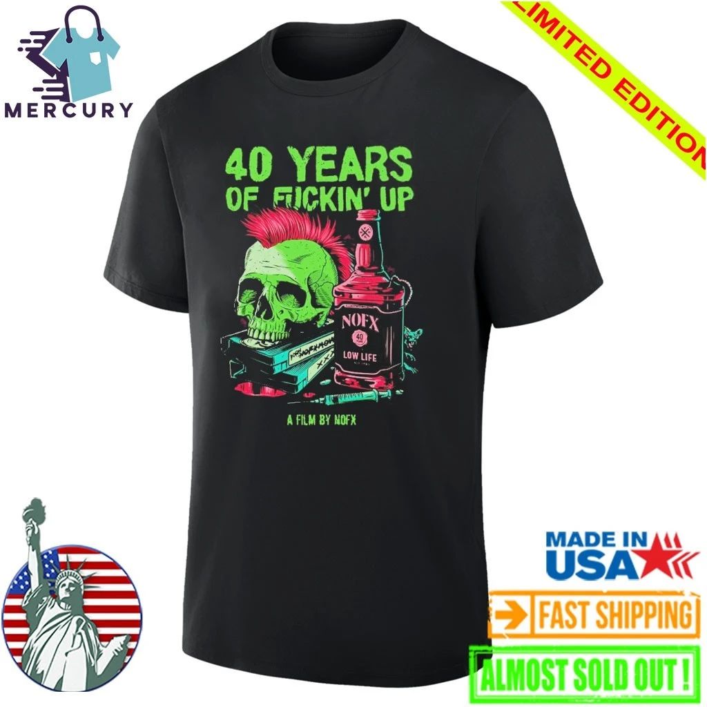 NOFX 2026 Bottle Skull 40 Years Of Fuckin Up Movie Shirt