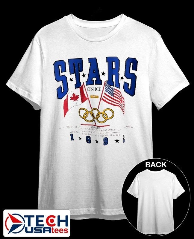 Stars on ICE Olympic 1992 Canada vs USA flags shirt