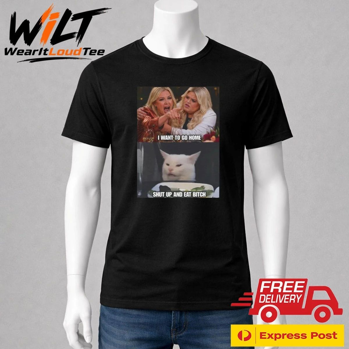 Erika Kirk and Druski I Want To Go Home Shut Up And Eat Bitch Smudge the Cat Meme Shirt