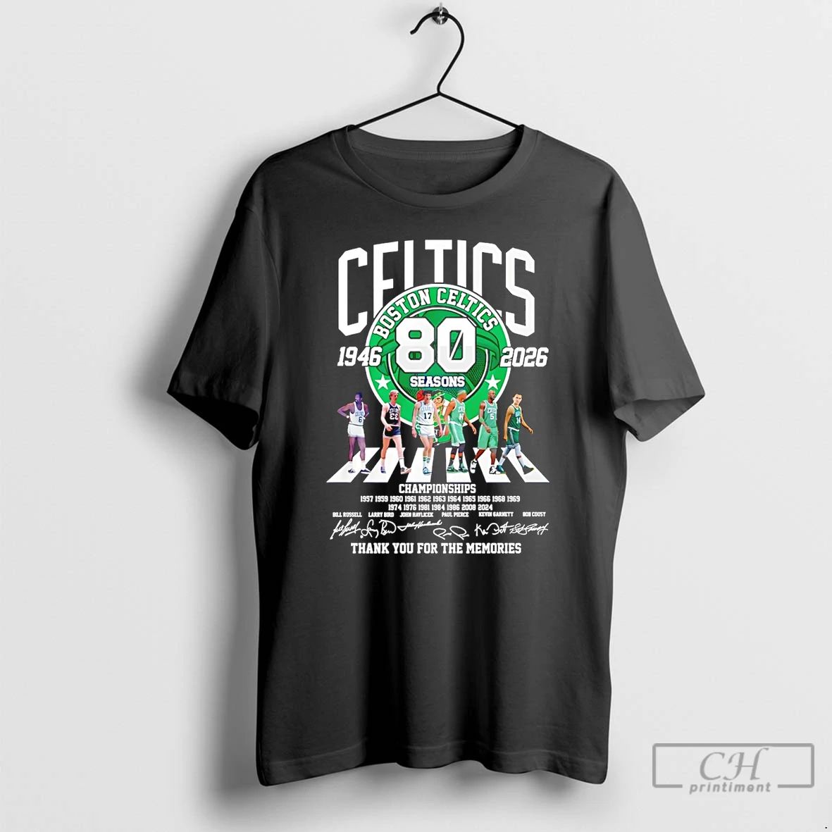 Classic The Celtics 80th Anniversary 1946 2026 Thank You For The Memories Signatures T Shirts