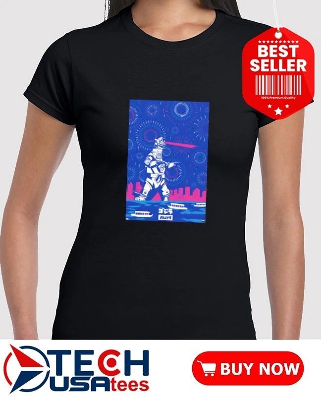 Mecha Godzilla fireworks skyline shirt