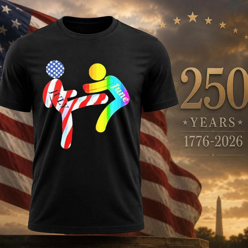 July Independence Kick June Pride Month Shirt