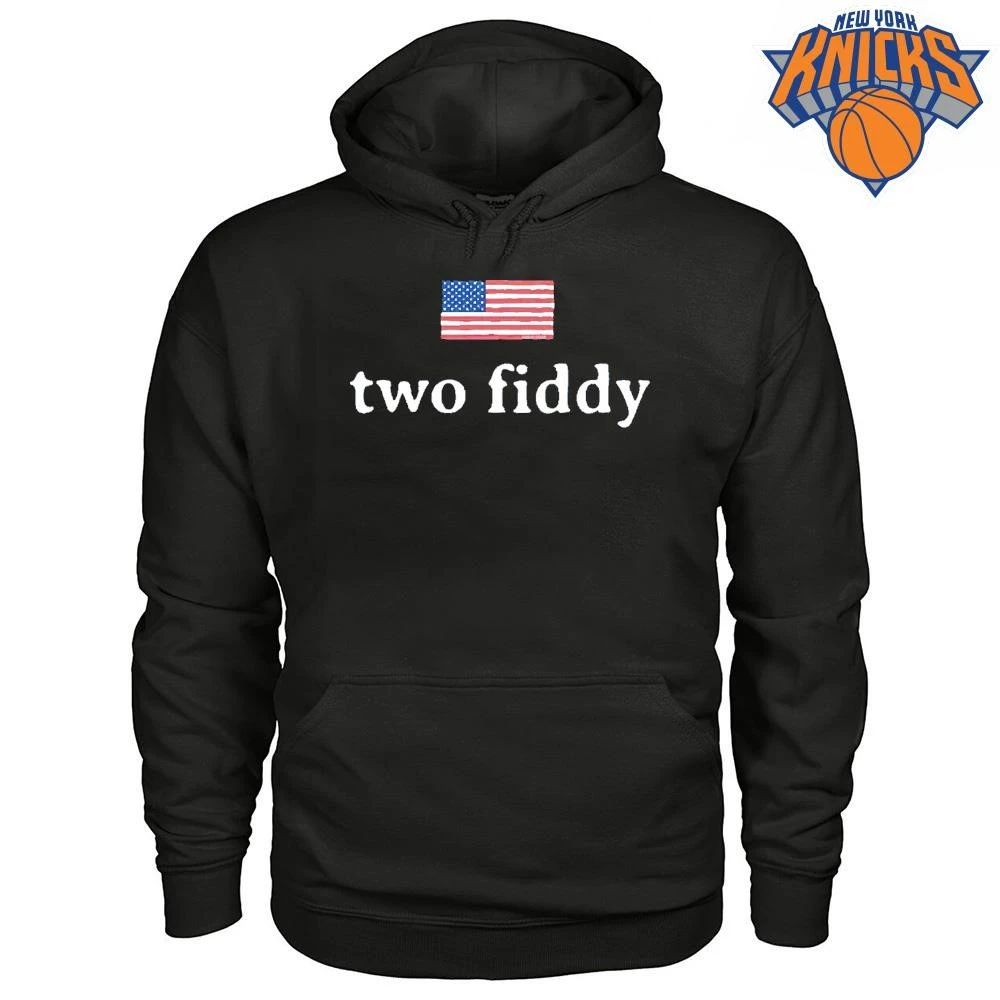 Two Fiddy US Flag Distressed Text Patriotic Shirt
