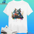 Urban Palm Trees Y2k Cat Dj Shirt