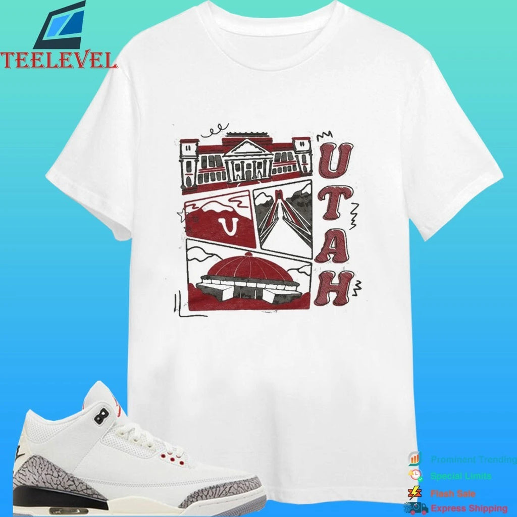 Utah Campus Landmarks Vintage White Shirt