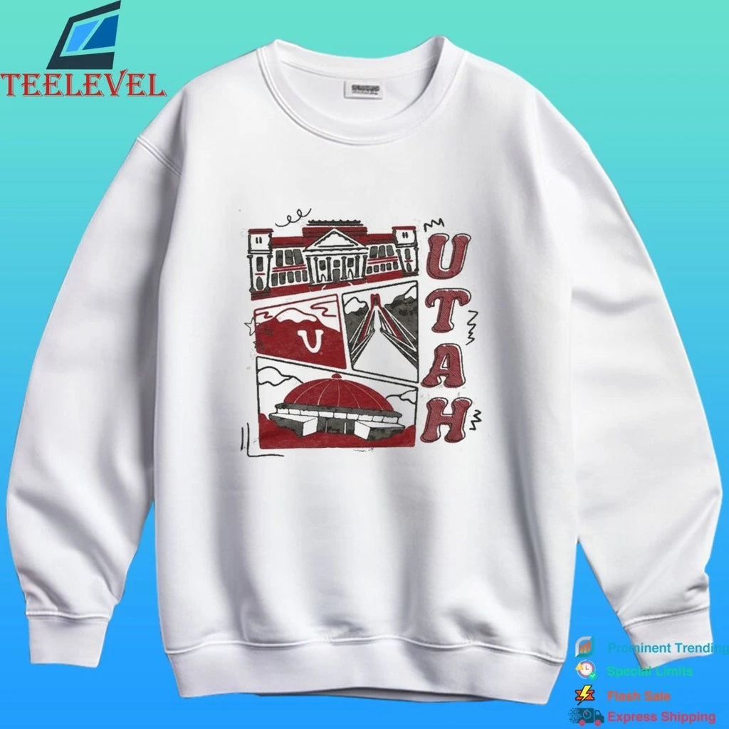 Utah Campus Landmarks Vintage White Shirt