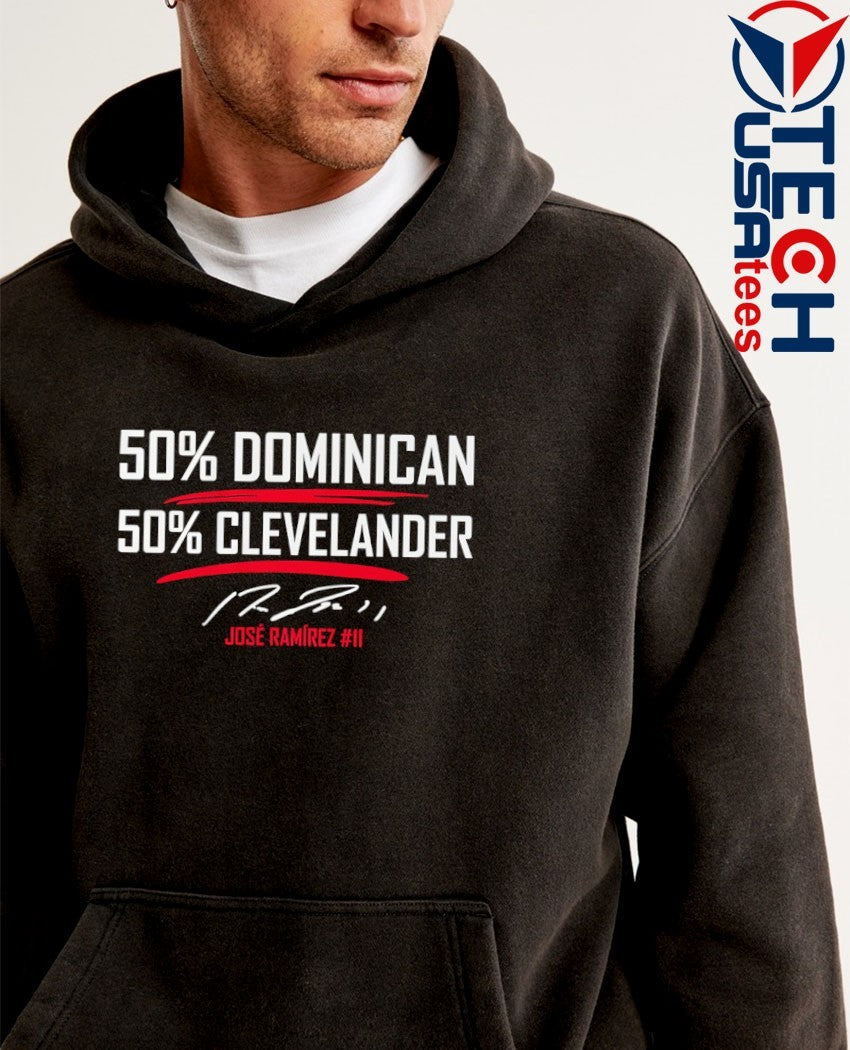 Jose Ramirez #11 Cleveland Guardians 50 percent Dominican 50 percent Clevelander signature shirt