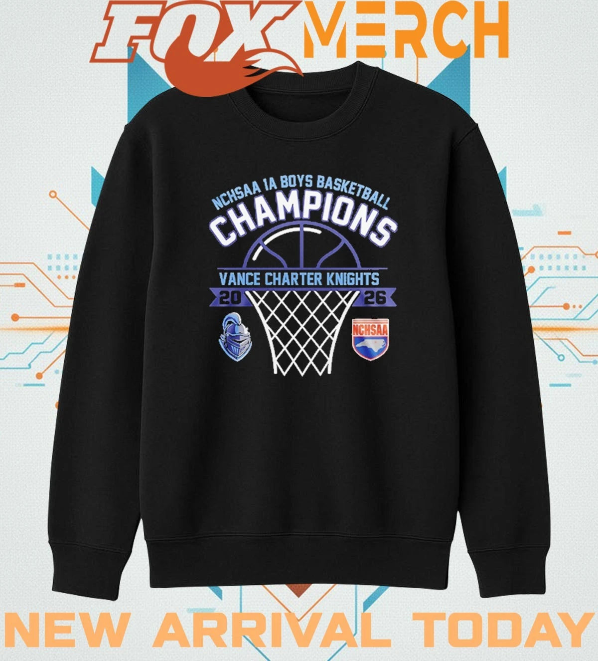 Vance Charter Knights 2026 NCHSAA 1A Boys Basketball Champions t-shirt