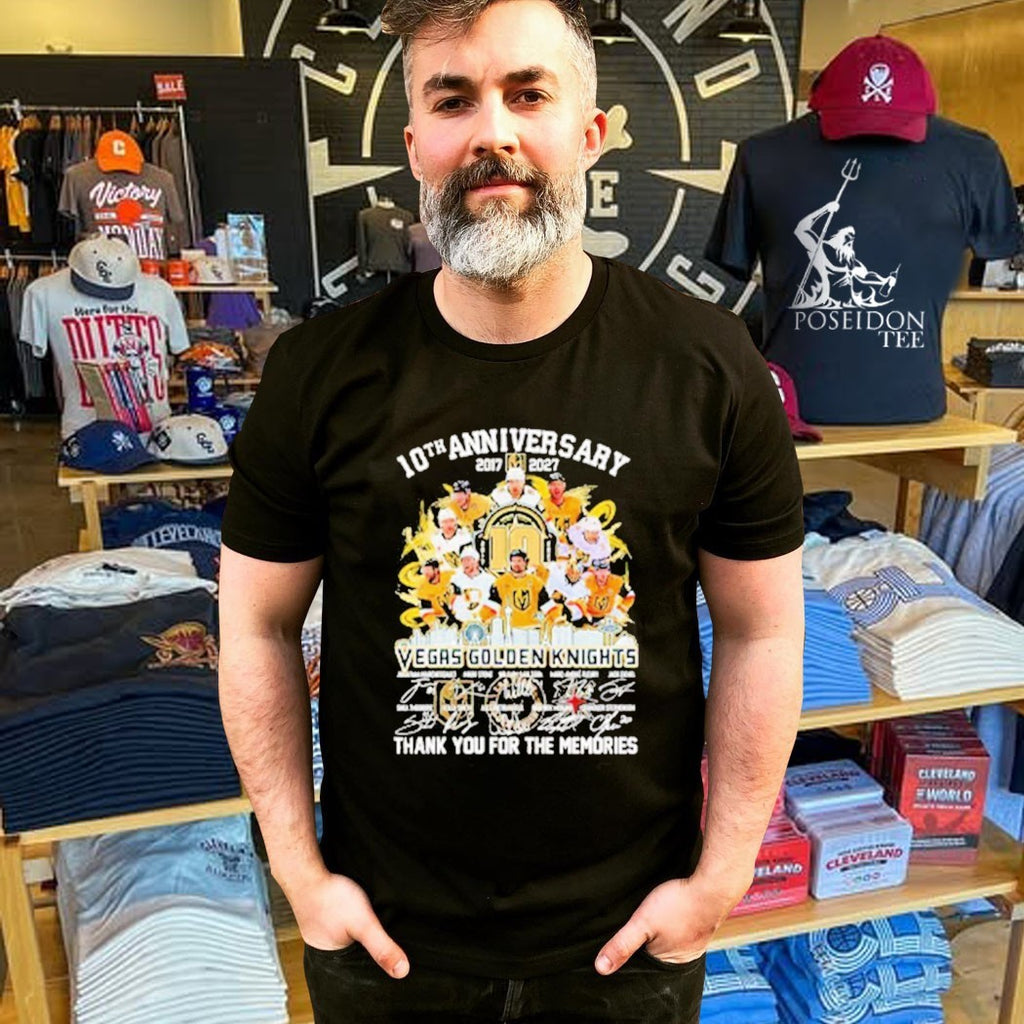 Vegas Golden Knights 10th Anniversary 2017-2027 Thank You For The Memories Signatures T-shirt