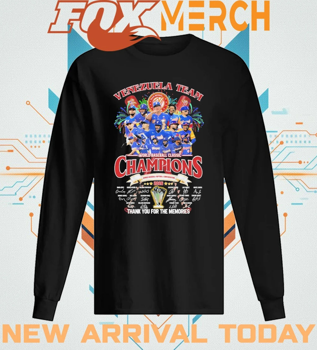 Venezuela Team 2026 World Baseball Classic Champions thank you for the memories signatures t-shirt