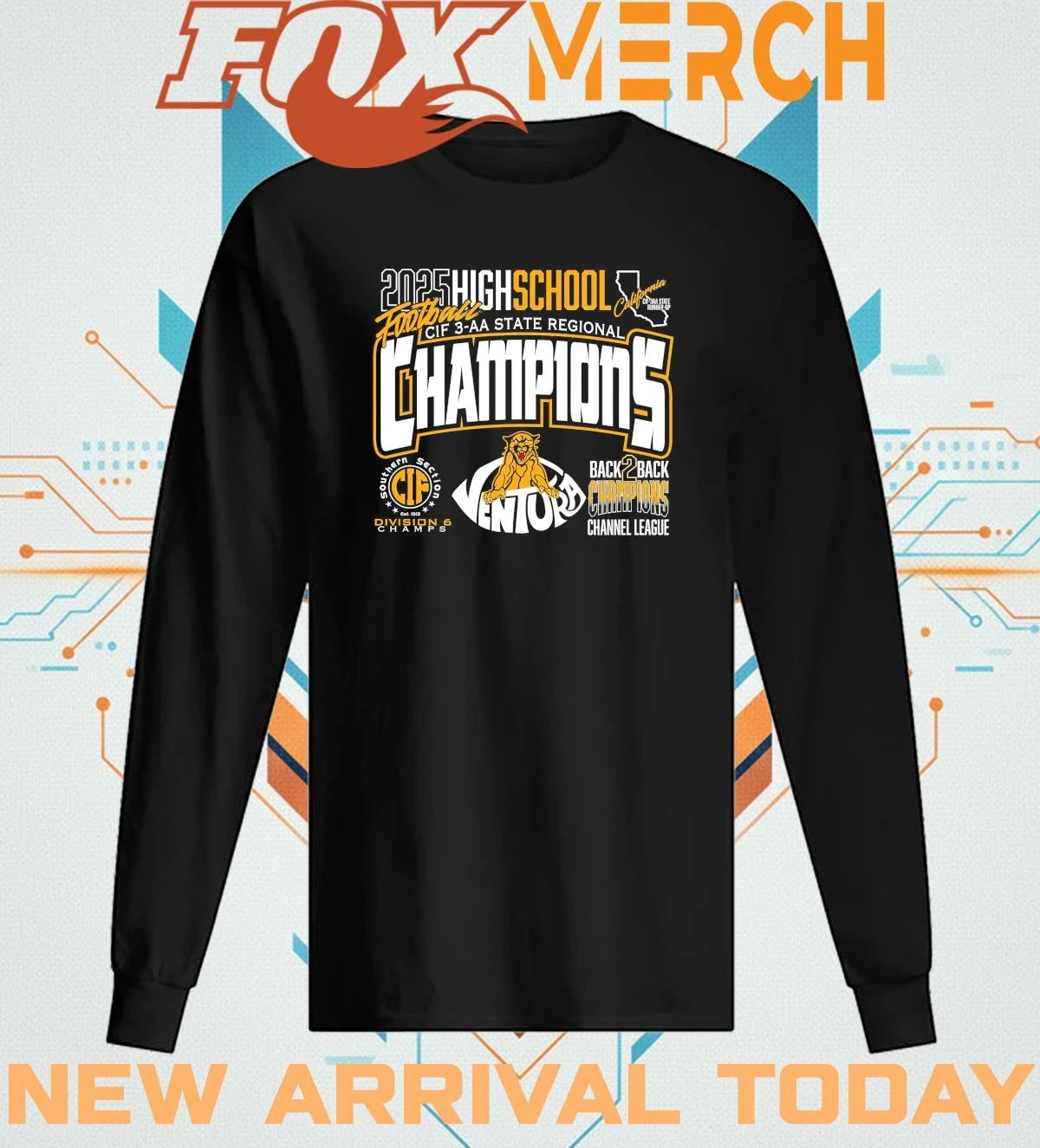 Ventura High School Cougars football CIF 3-AA State Regional Champions 2025 t-shirt