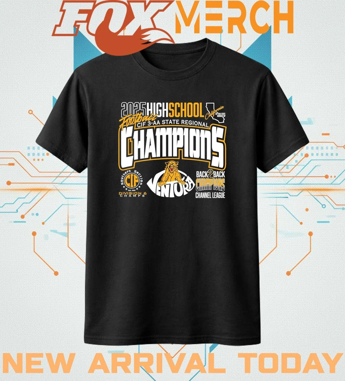 Ventura High School Cougars football CIF 3-AA State Regional Champions 2025 t-shirt