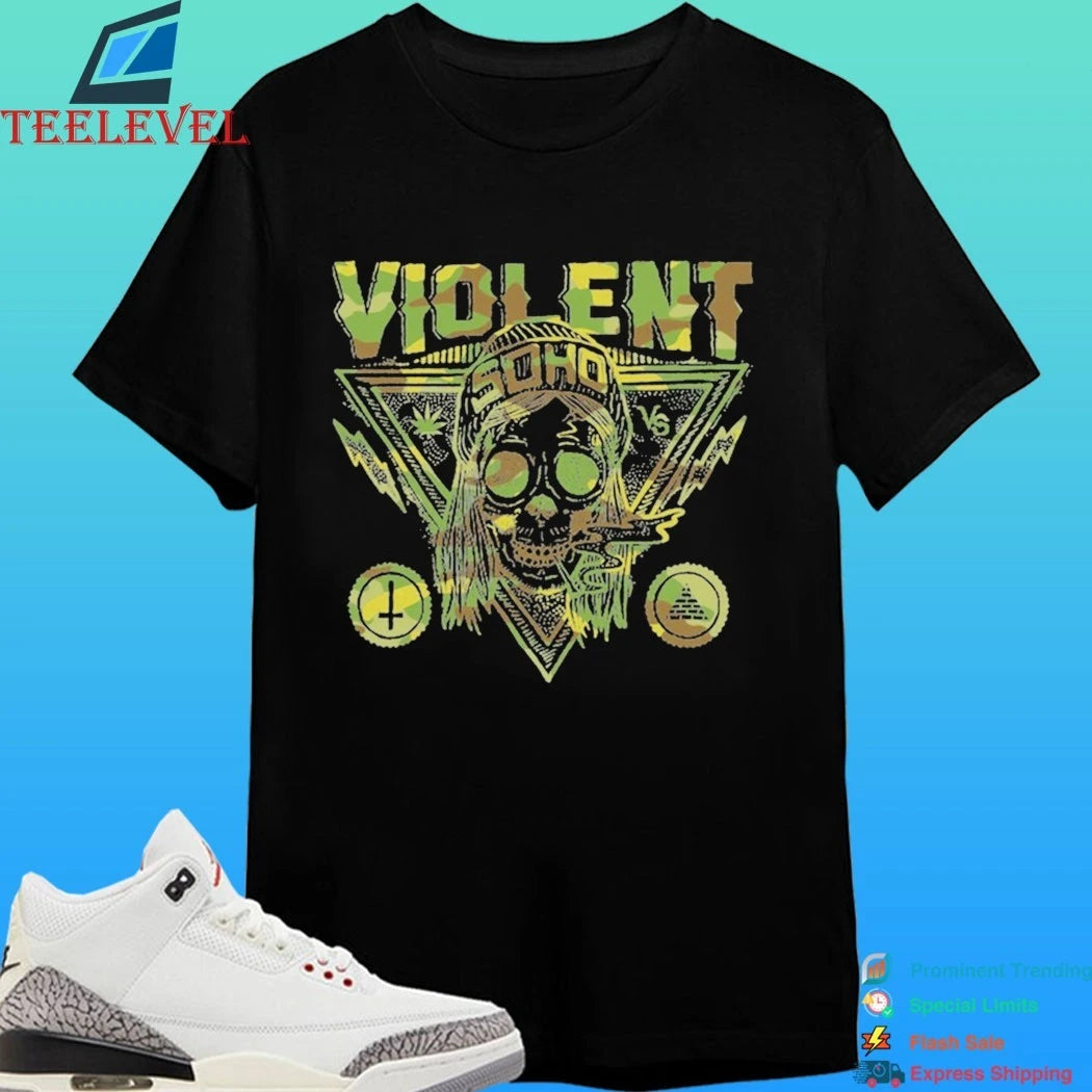 Violent Camo Blazing Skull Shirt