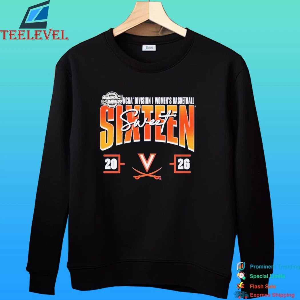 Virginia Cavaliers 2026 Ncaa Women’s Basketball Tournament March Madness Sweet 16 Court Shot Shirt