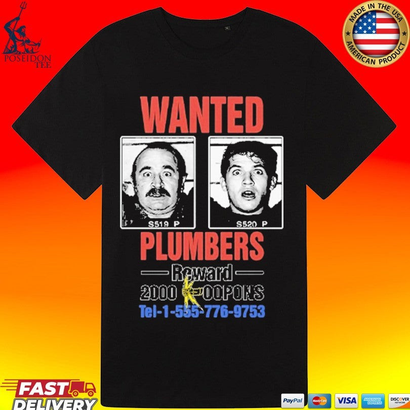 Wanted Plumbers Super Mario Bros 1993 T-shirt